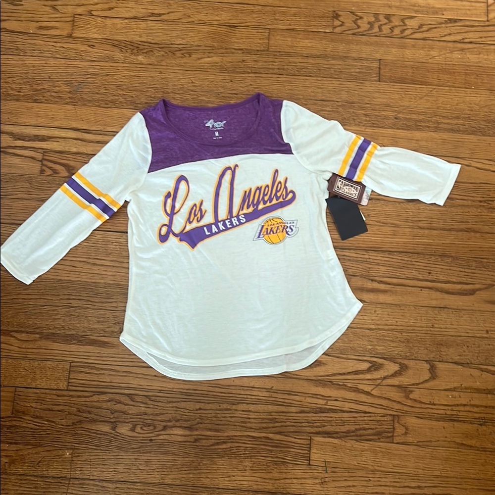 Women’s Los Angeles Lakers Purple and White Top Long Sleeves NWT